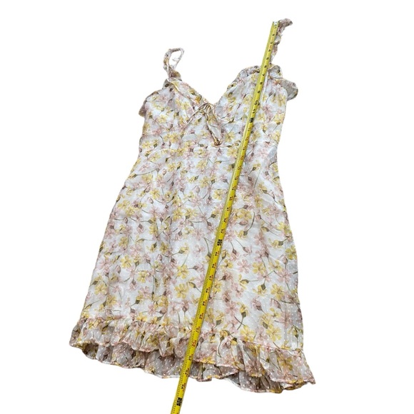 Hansen & Gretel Women’s M Cami Strap Ruffle Chiffon Mini Dress‎ Yellow Floral - Picture 10 of 13